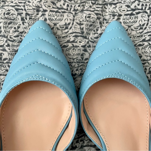 NWT Raid Quilted Sky Blue Slingback Pumps - Picture 9 of 16